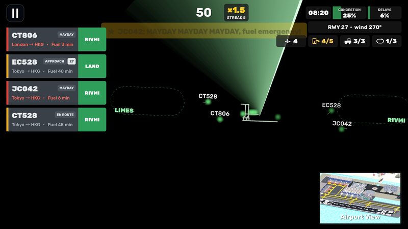 The radar view with arrivals in the holds and fuel calls